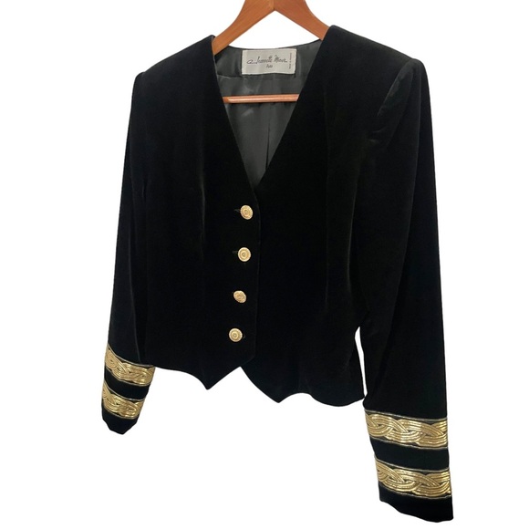 Vintage French Velvet and Gold Women’s Blazer size 40 by Jeannette Miner Paris - Picture 5 of 16